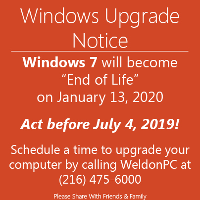 Windows 7 needs to be Upgraded to Windows 10